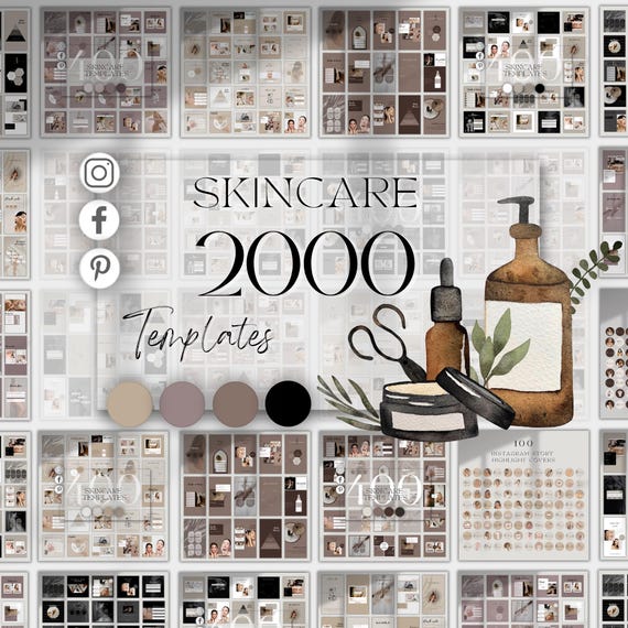 Skincare Instagram Canva Templates | Spa & Beauty Salon Social Media Kit | Editable Esthetician Post Story Bundle