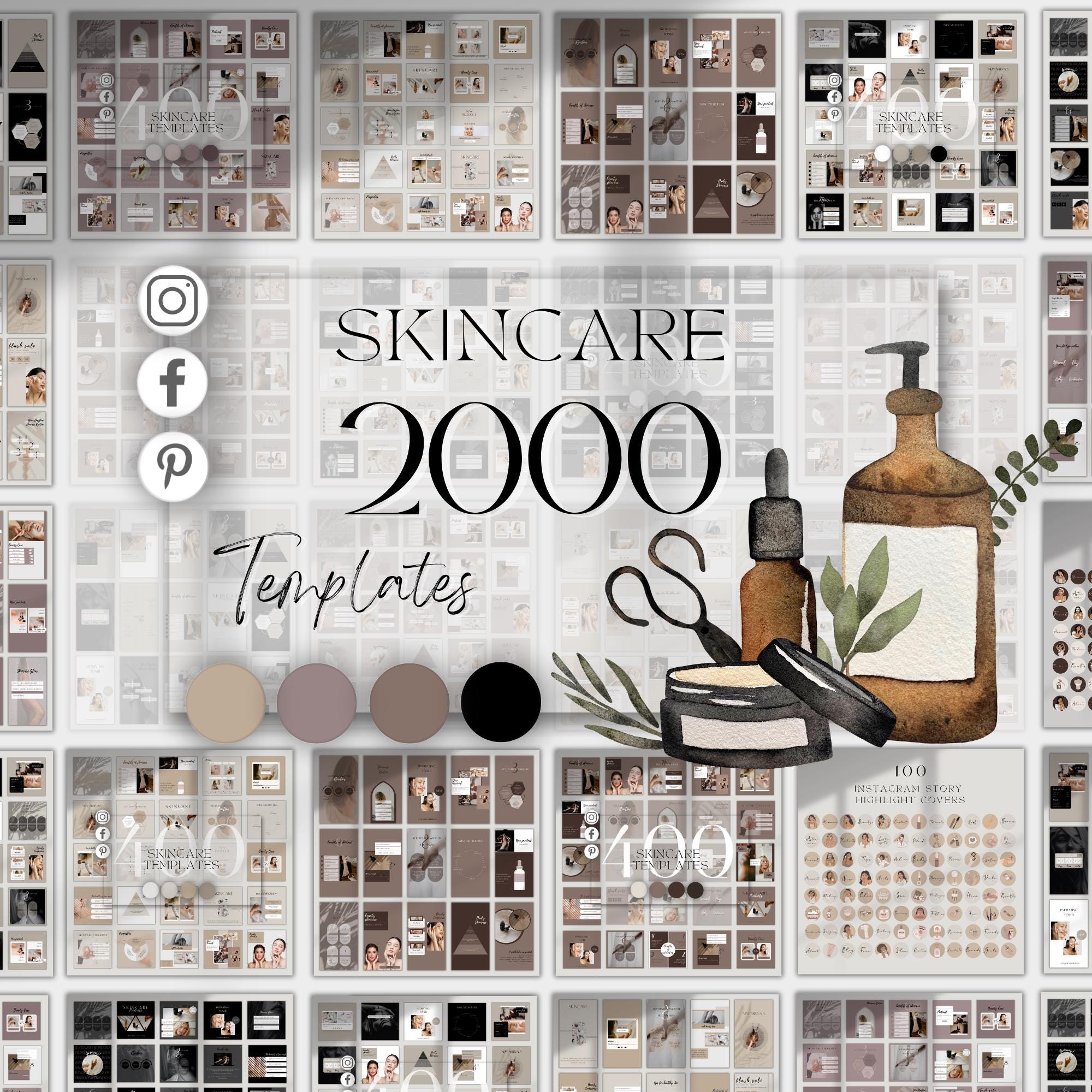 Social Media Manager Skincare Instagram Canva Templates Spa Beauty ...