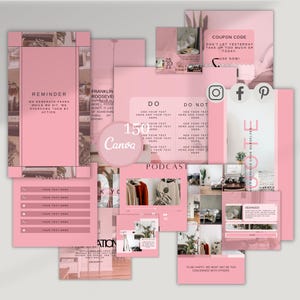 Pink Instagram Templates Canva, Social Media Branding Kit, Girl Boss Beauty Business Facebook Pinterest image 2