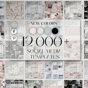 12000 Social Media Canva Templates Bundle, Business Post Story Kit for Instagram Pinterest Facebook