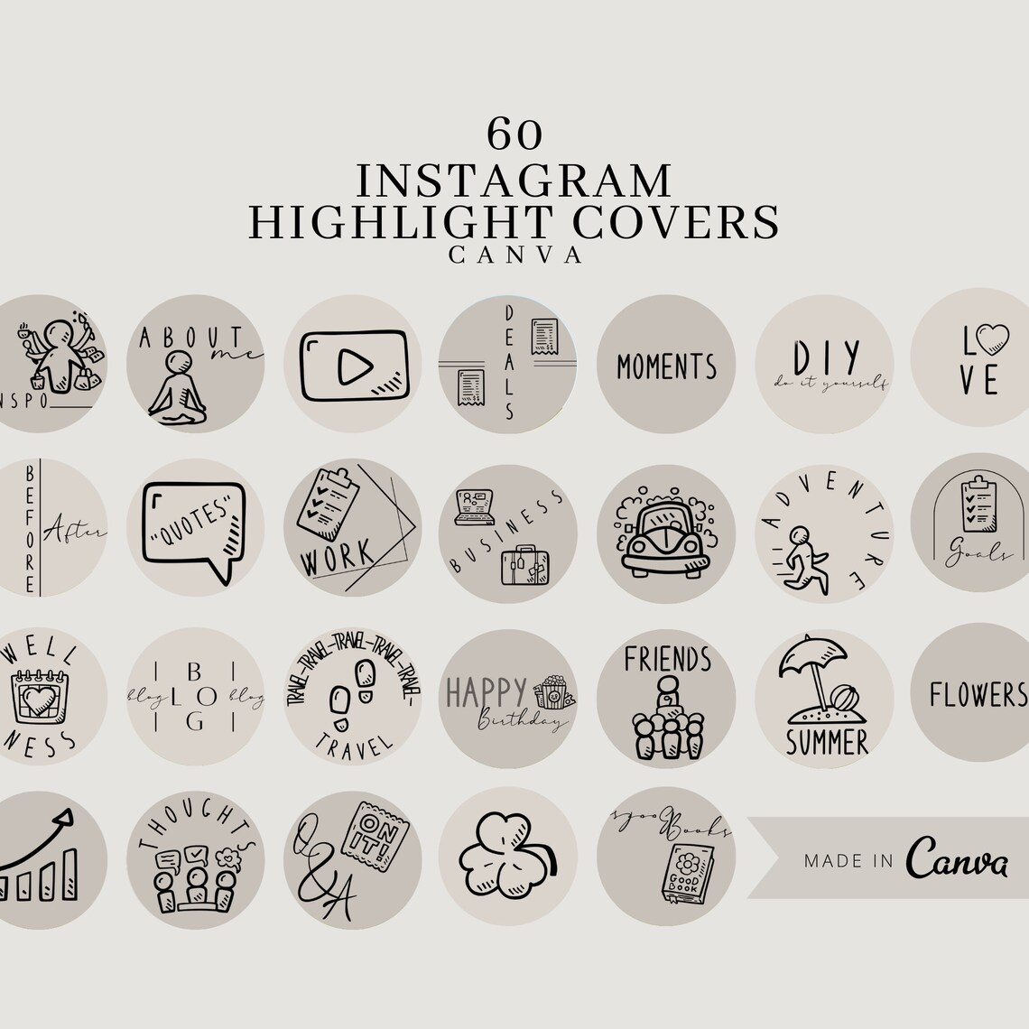 60 Instagram Story Highlight Icons Instagram Story Covers - Etsy