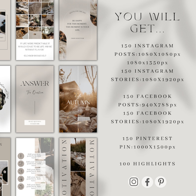 Social Media Manager Beige Minimalist Instagram Story Templates Social ...