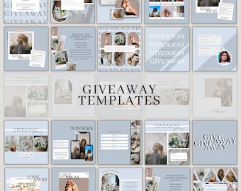 Social Media Manager Blue Giveaway Instagram Post Templates for Canva (Digital Download)