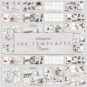 300 White Instagram Templates: Social Media Branding (Canva)