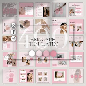 Skincare Social Media Templates: Pink Canva Posts (Digital Download)
