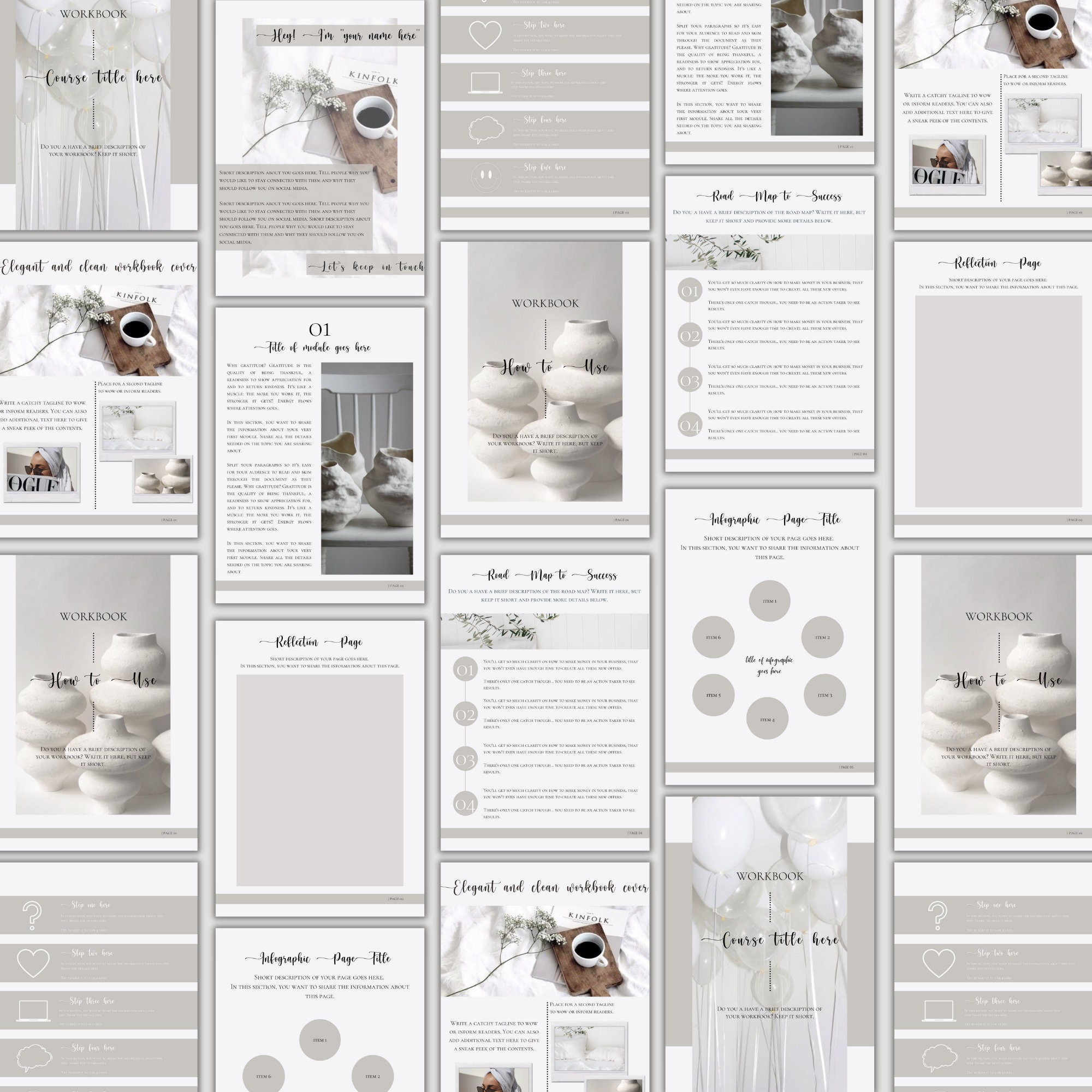 Ecourse Workbook Template Canva Course Templates Simple - Etsy