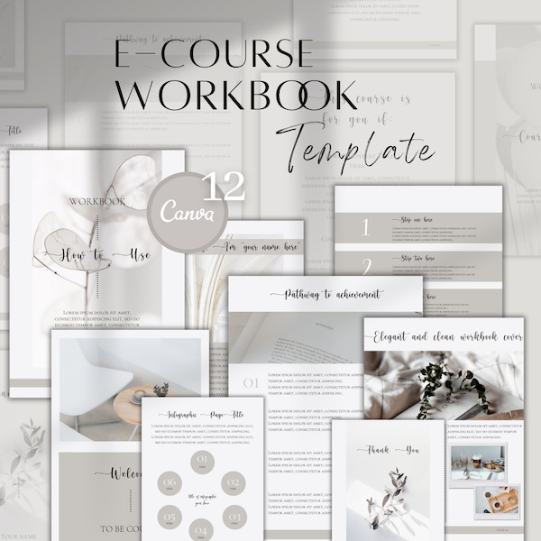 Ecourse Workbook Template | Canva Course Templates | Simple Course Workbook Template Pages | Premade Workbook Templates | Minimal Workbook