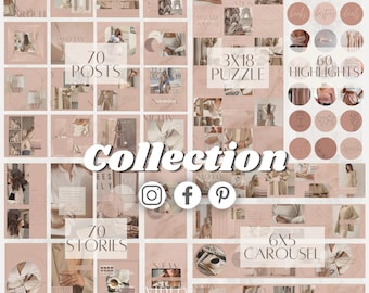 Blush Pink Canva Instagram Templates, Social Media Bundle