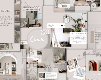 Social Media Manager Boho Instagram Canva Templates: Neutral Social Media Kit (Digital Download) CANVA TEMPLATE