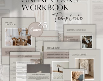 Online Course Workbook Template | Canva Workbook Template | Coach Workbook Template Page | Canva Elementary Workbook | Neutral Boho Workbook