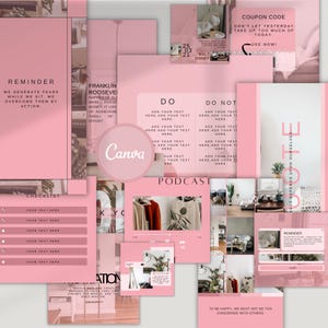 Pink Instagram Templates Canva, Social Media Branding Kit, Girl Boss Beauty Business Facebook Pinterest image 7