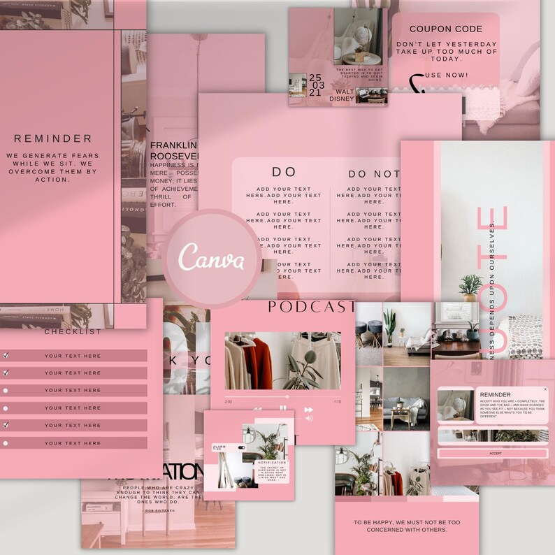 Pink Instagram Templates Canva, Social Media Branding Kit, Girl Boss Beauty Business Facebook Pinterest image 7