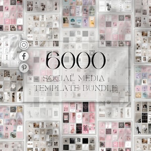Social Media Canva Bundle, Post Story Templates for Instagram Facebook Pinterest Pins (Digital Download)