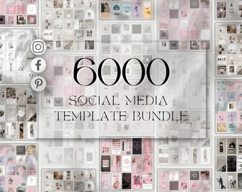 6000 Canva Templates Bundle | Social Media Template Canva | Instagram Post and Story | Pinterest Pin | Facebook Posts and Stories | Blogger