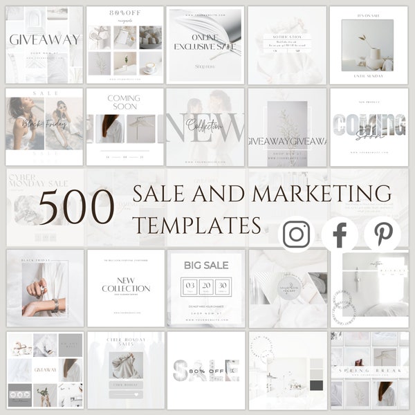 500 Instagram Sales und Marketing Template Canva| Facebook Marketing Vorlagen| Instagram Verkaufs- und Werbevorlage | Social Media Kit