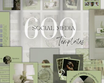 Green Minimalist Social Media Templates Bundle (Canva Instagram Posts Stories)