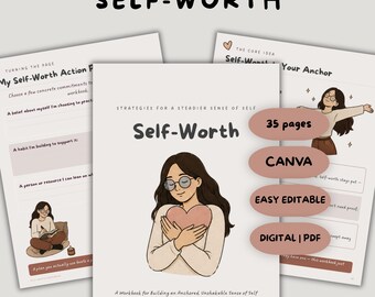 Self-Worth Therapy Workbook, Mental Health Journal Template, Self Esteem Worksheets, Teenager Mental Health Ebook