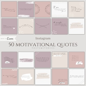 50 Blush Pink Motivational Instagram Quotes Templates (Canva)