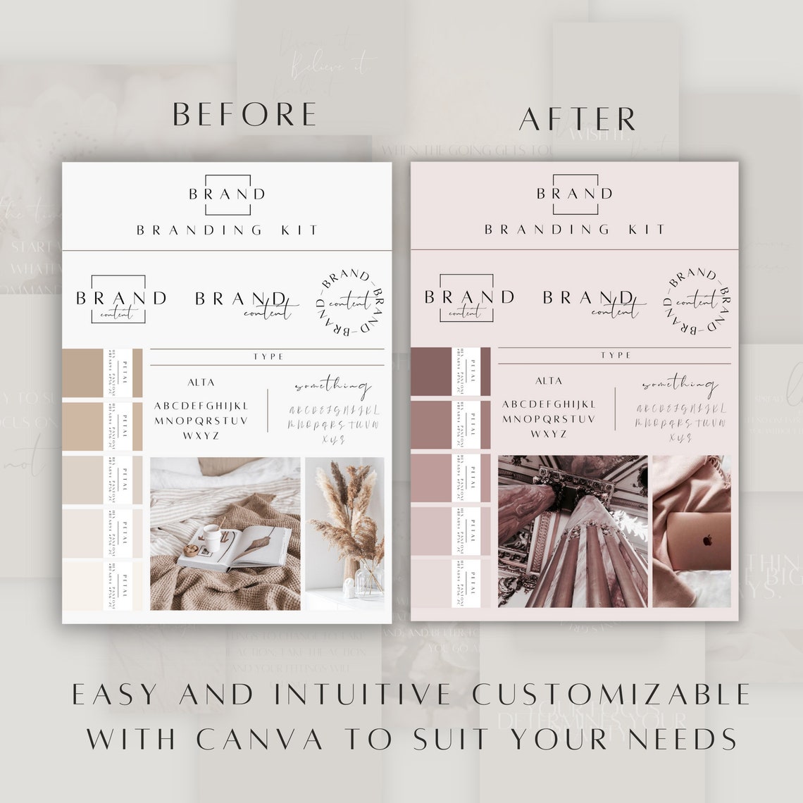 Canva Brand Kit Template Nude Brand Board Templates Boho | Etsy