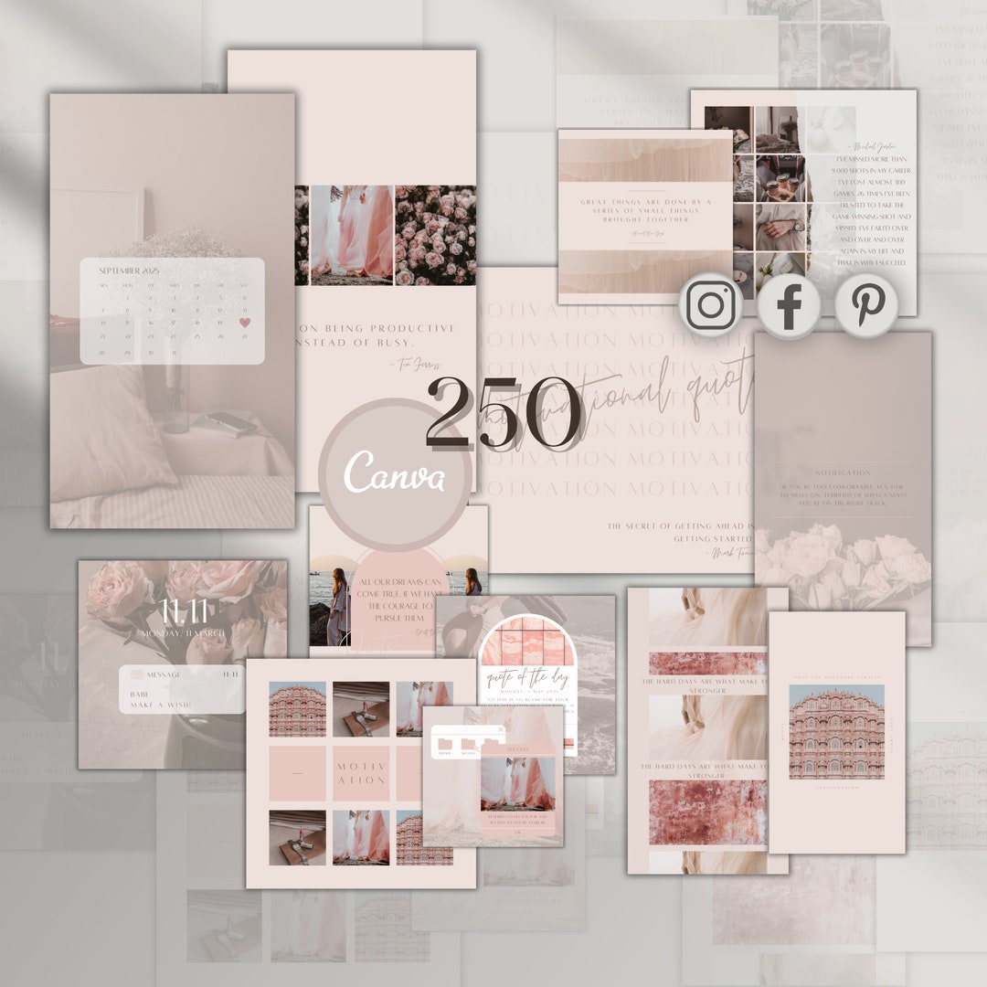 Social Media Manager Dusty Rose Social Media Templates Canva Instagram ...
