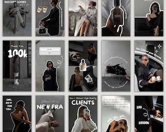 Social Media Manager Trendy Black Instagram Post and Story Template for Canva  Minimalist Modern IG Posts CANVA TEMPLATE