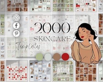 Skincare Social Media Templates for Beauty Salons, Estheticians (Canva)
