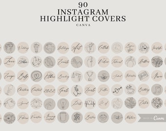 90 Instagram Highlight Covers| Minimalist Instagram Covers| Words Instagram Icons| Neutral Icons for Instagram| Boho Instagram Story Covers