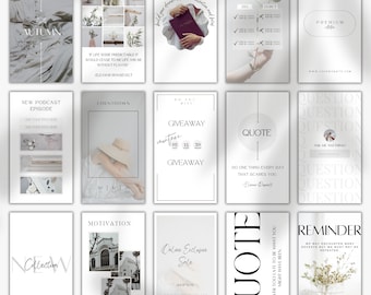 1000 White Minimalist Instagram Templates Canva, Social Media Posts Stories, Facebook Pinterest Highlight Covers