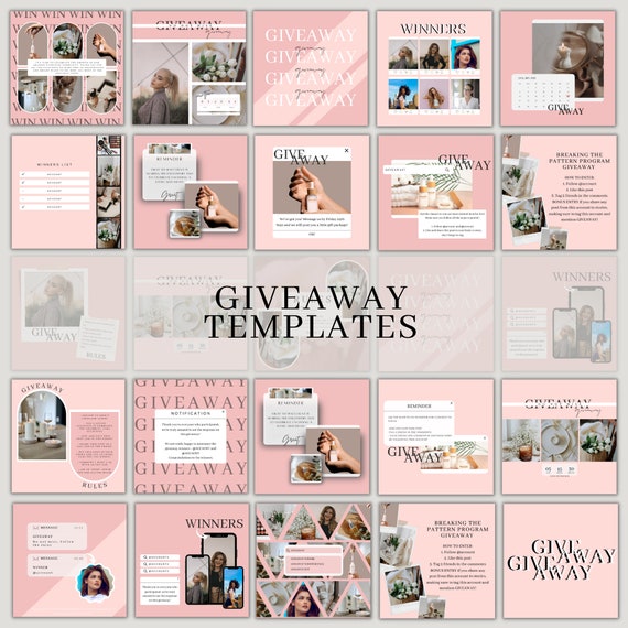20 Instagram Giveaway Post Templates Pink Canva Social Media - Etsy