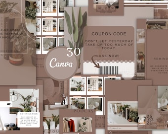 Social Media Manager Brown Instagram Post Templates: Canva Branding Kit (Digital Download) CANVA TEMPLATE