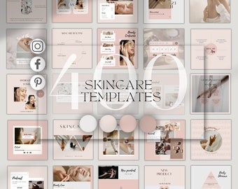 Skincare Instagram and Pinterest Templates | Beauty Salon Branding Kit | Editable Canva Posts and Stories