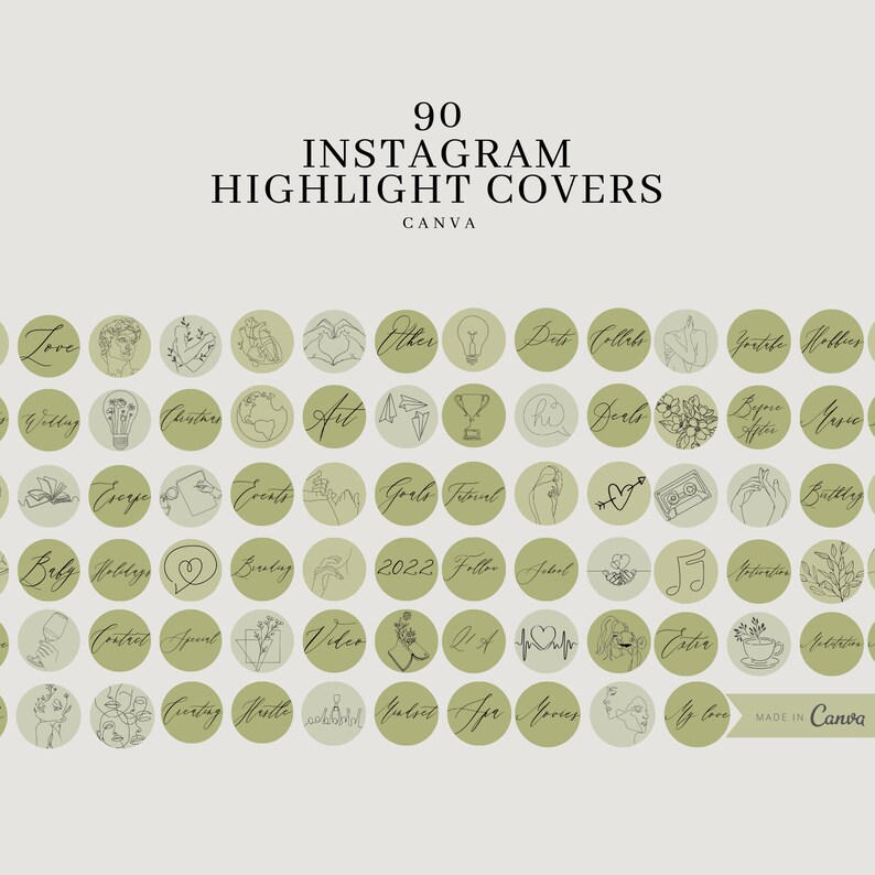 90 Green Instagram Highlight Covers Canva Highlight Icons Etsy