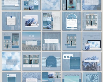 Social Media Manager Blue Instagram Post Templates: Canva Branding Kit (Digital Download) CANVA TEMPLATE