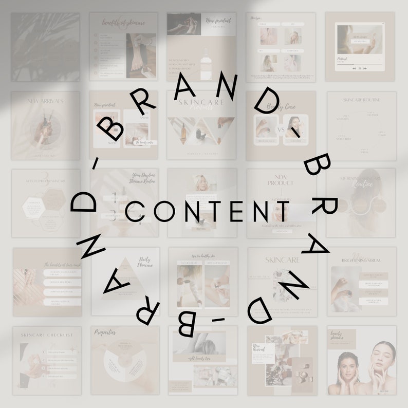 May include: A collage of images related to skincare and beauty. The images are arranged in a grid pattern and feature various products, tips, and routines. The text "BRAND CONTENT BRAND" is displayed in the center of the collage.
