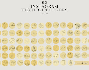 Portadas amarillas para historias destacadas de Instagram: 90 plantillas de Canva (descarga digital)