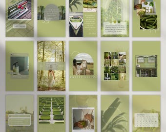Social Media Manager Summer Green Social Media Post and Story  Instagram Canva Branding Template Bundle CANVA TEMPLATE