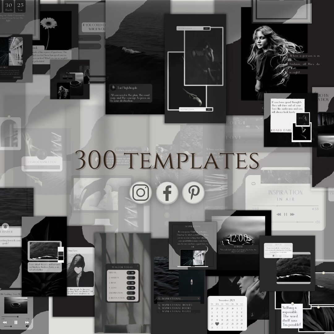 Black Instagram Canva Templates: Social Media Branding (CANVA) - Etsy