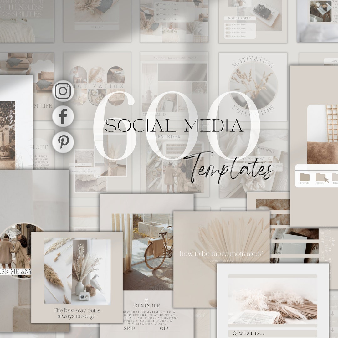 Social Media Manager Beige Boho Social Media Templates: Canva Instagram ...