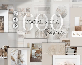 600 Beige Boho Instagram Templates Canva, Social Media Posts Stories, Motivational Quotes Facebook Pinterest