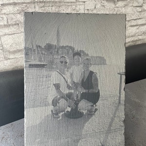 Schieferplatte mit Fotogravur, Geschenkidee, Individuelles Geschenk, Schieferplatte, Schiefertafel, Schiefer,  Lasergravur, Laser
