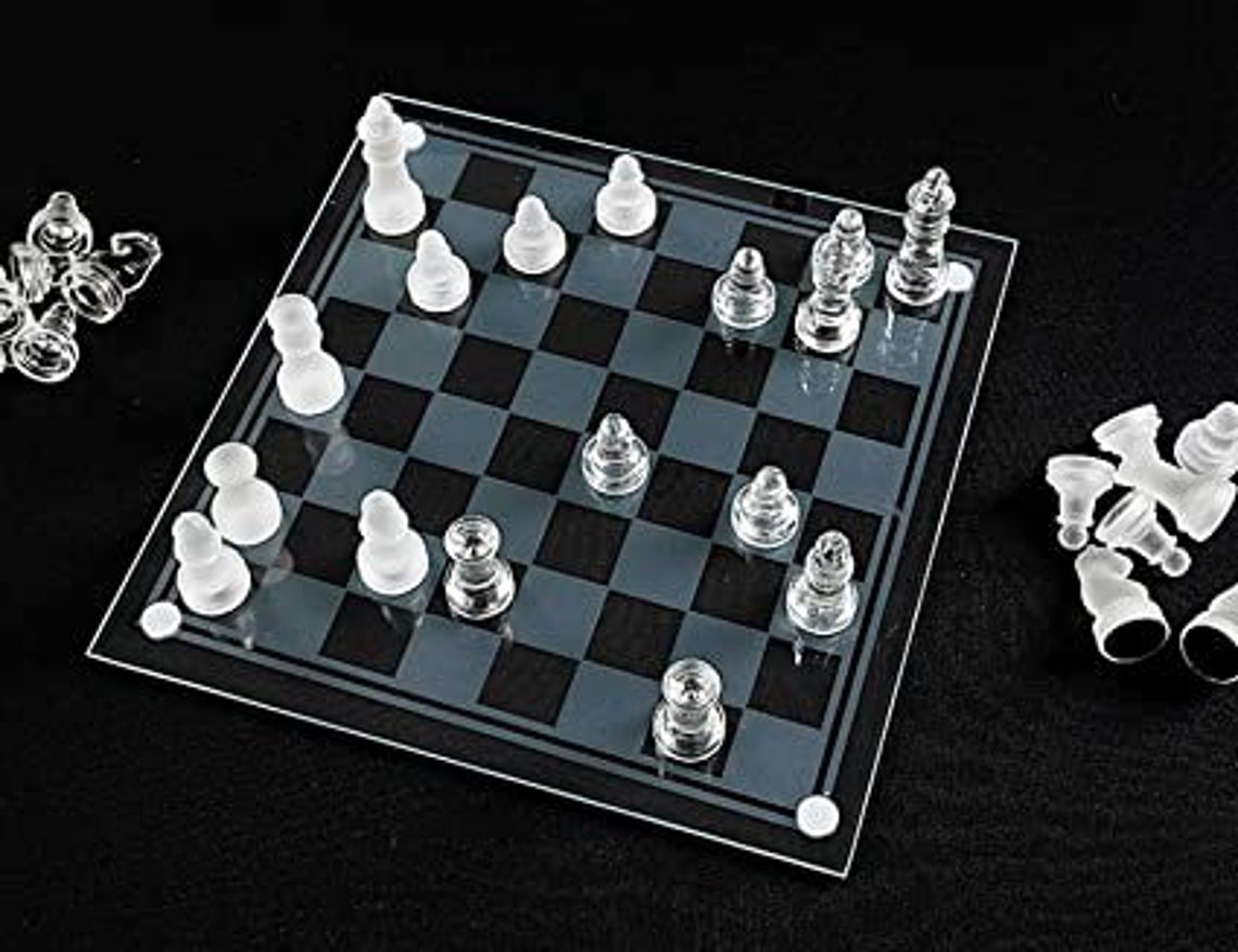 Glass Chess Board Frosted Glass Set Crystal Chess Board Etsy