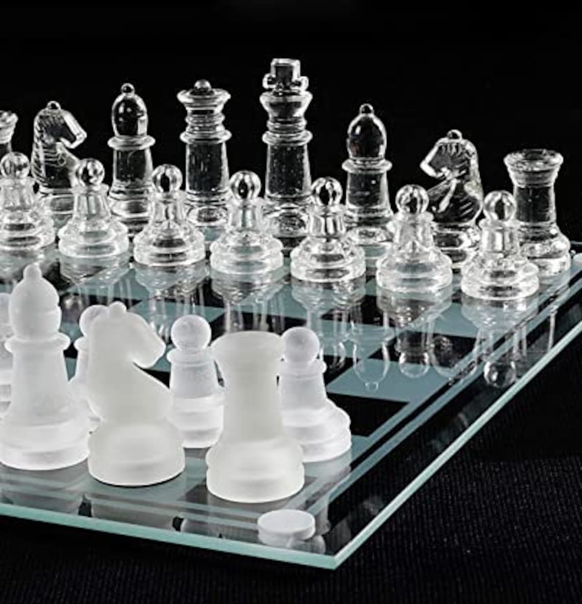 Glass Chess Board Frosted Glass Set Crystal Chess Board Etsy