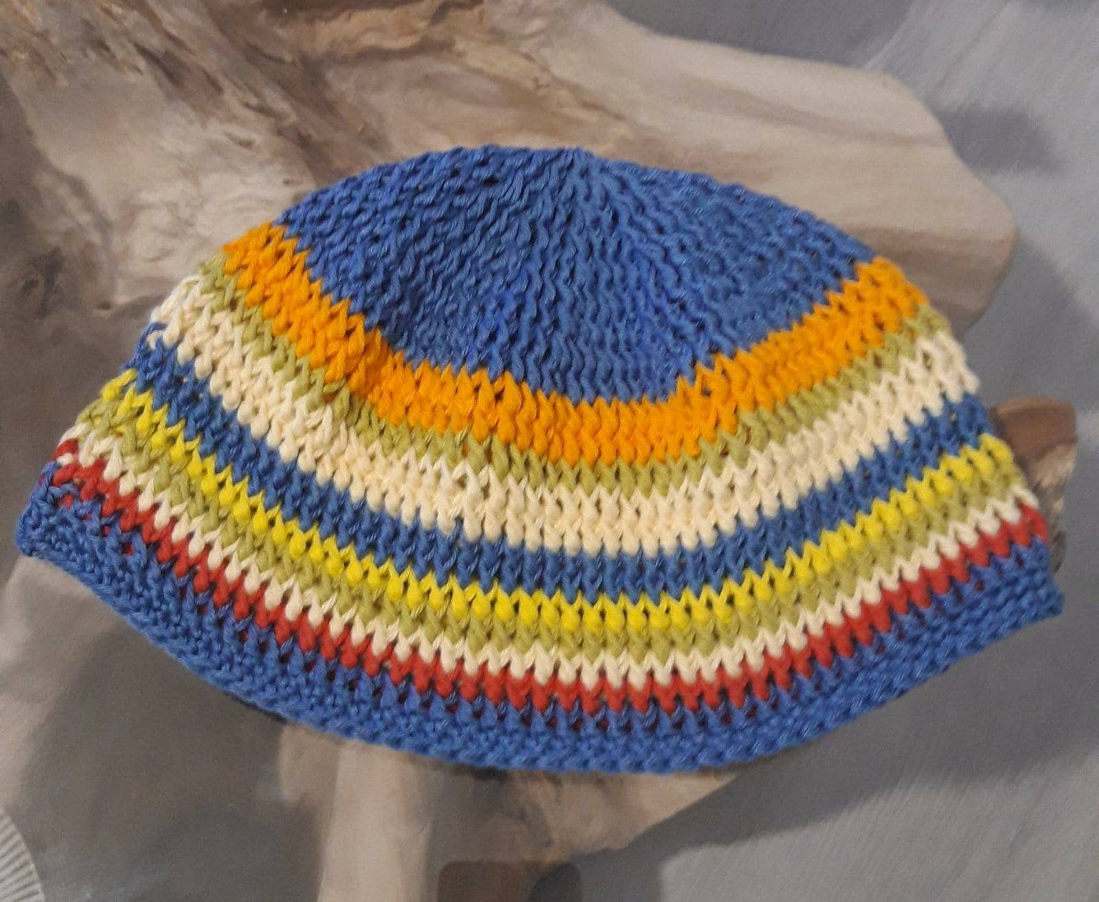 Cappello Papalina uomo double face in cotone fatto all'uncinetto