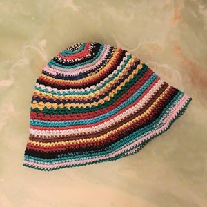 Bucket hat Fisherman cotton handmade crochet multicolor mod. Autovan