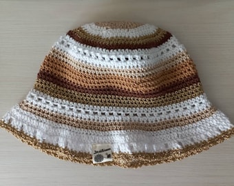 Fisherman hat, bucket hat, handmade crochet in cotton mod. Cala d'oro