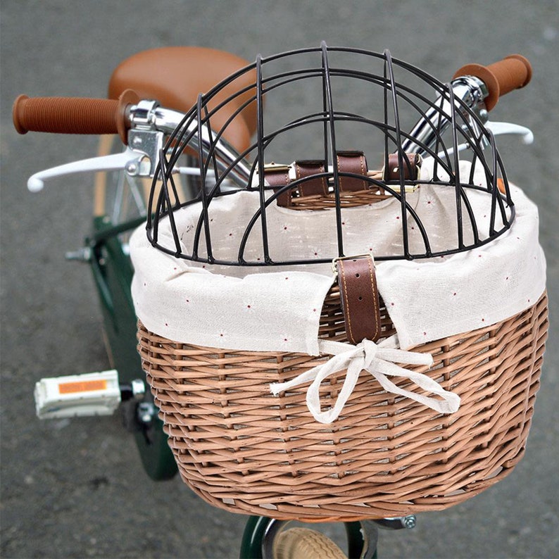 Pet Bicycle Front Handlebars Basket Bike Basket Rattan Etsy