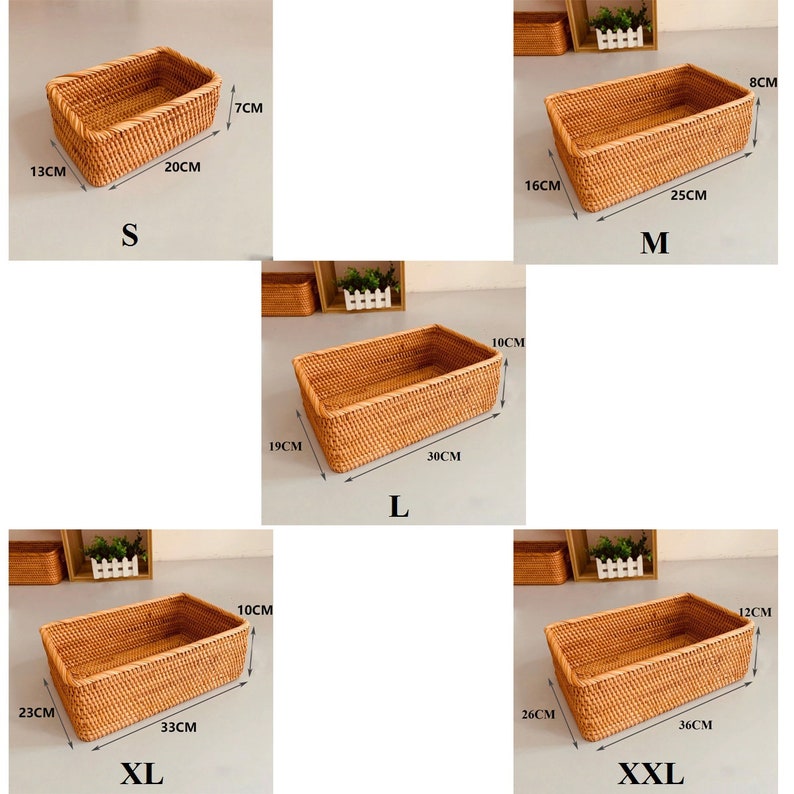 5 Size Rattan Basket Wicker Basket Handwoven Storage Basket Etsy