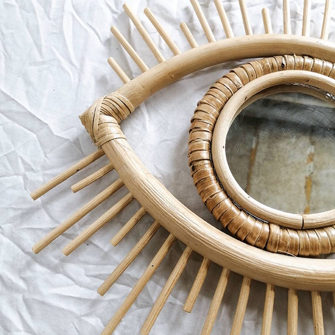 Rattan Eye Shape Eye Mirror Eye Rattan Mirror Eye Shape Etsy