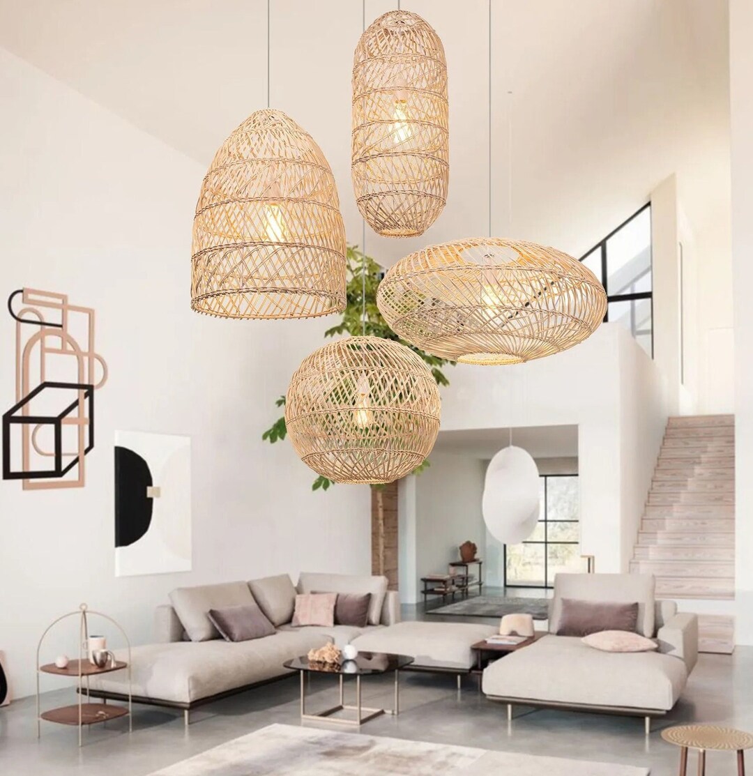 Rattan Pendant Lights, Rattan Lampshade, Bamboo Chandelier, Bamboo