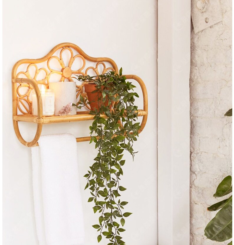 Rattan Wall Shelf Flowershaped Decor Storage Rack for Etsy